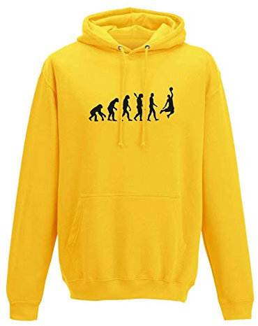 Hoodie Evolution Basketball Dunking Sport Jordan NBA 10 Farben Herren XS - 5XL DBB Alba Brose 46ers Olympia Bulls Celtics Spurs, Größe:XL, Farbe:gelb - Logo schwarz