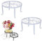 Cratone 2er Set Blumenhocker Metall Pflanzenständer, Rund Blumen Regale Blumenständer Retro Pflanzenhocker für Innen-Balkon Outdoor Garten Terrasse,Weiß