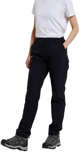 Mountain Warehouse Hiker Stretch Womens Trousers - UV Protection Ladies Pants, Quick Drying Bottoms, Multiple Pockets - Spring Summer, Outdoors, Picnic, Parks Black (Regular Length) 12