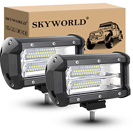 SKYWORLD 2Pcs Led Arbeitsscheinwerfer, 5 Zoll 13 cm 72W LED Scheinwerfer 12V 24V Flutlicht Zusatzscheinwerfer Wasserdicht Arbeitslicht Rückfahrscheinwerfer für Auto Traktor Offroad SUV UTV ATV