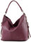 modamoda de T160 Damen Leder Schultertasche Henkeltasche Large handmade in Italy, Farbe:Bordeauxviolett