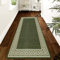 renoazul® Hallway Runner Rug - Non Slip Carpet Runner for Kitchen, Hall and Entrance - Washable Anti Fatigue Mat 66 x 220 cm - Greeky - Green and Cream Rug