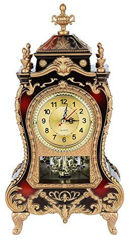Vintage Style Tischuhr Antik, Antique Home Hotel Dekorativ(red_Bronze)
