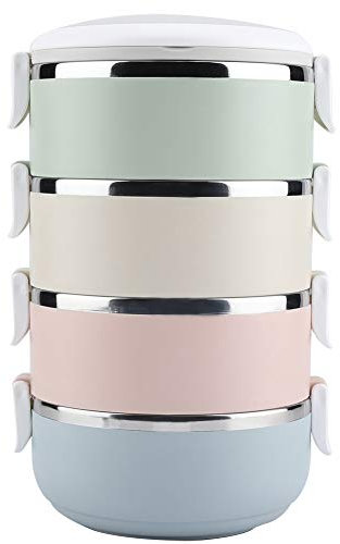 Duokon Thermal Lunch Box Tragbarer Edelstahl Thermal Lunch Box Behälter Box Lebensmittelbehälter(4 layer)