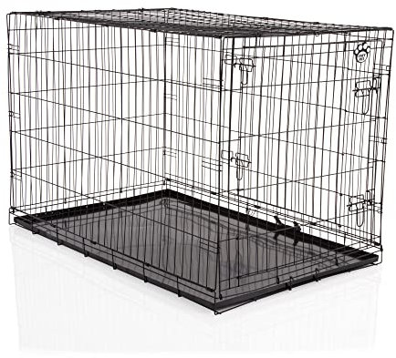 Cozy Pet Metal Tray Dog Cage 48 Black Metal Tray Folding 122cm Long Puppy Crate Cat Carrier Dog Crates. DC48B