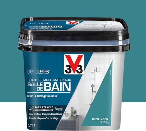 V33 Peinture Multi-Matériaux Salle de bain Deco Lab Bleu lagon 0,75 L