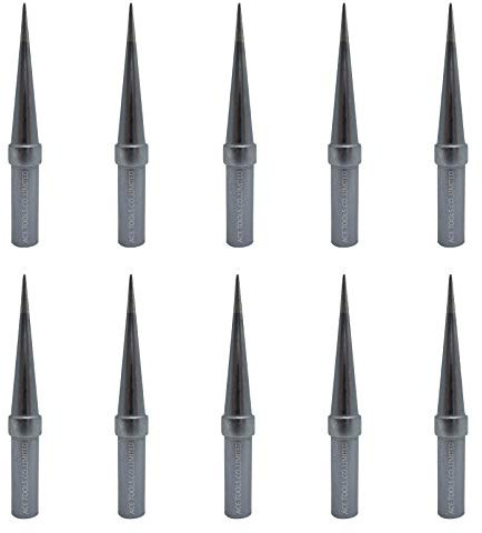 ETS Lötspitze für Lötkolben lang konisch rund 0,04 mm für WESD50 WES50 WESD51 WES51 PES50 LR20 PES51 LR21 WE1010EU WE1010 Lötkolbenspitzen 10 Stück