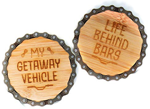 Kreative hölzerne Fahrradkette Untersetzer Set | Spaß Geschenk Radfahrer für ihn | aus echter Fahrradkette gemacht