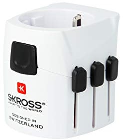SKROSS | 1.103155 | PRO Light | Universeller 2- und 3-poliger Reiseadapter mit SHUKO-Steckdose - Spannung und Leistung: 100 V - 630 W / 250 V - 1575 W - Schutz vor Stromschlag