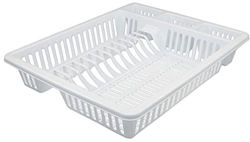Vani Geschirr-Abtropfgestell - XL Abtropfkorb - Abtropfgitter mit Abtropfschale - Geschirr-Abtropfständer - Geschirr-Abtropfkorb in Weiß