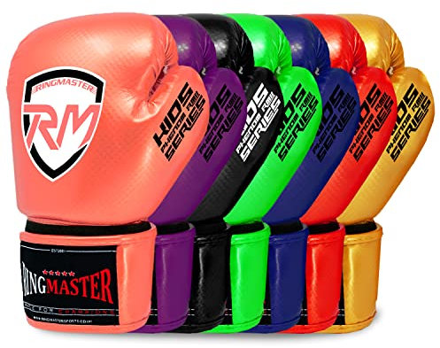 RingMaster Sports - Guanti da boxe per bambini, in pelle di carbonio, per allenamento sparring (rosa, 113,4 g)
