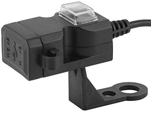 Qiilu 12V Dual USB Port Motorcycle Waterproof Handlebar 5V 1A / 2.1A Adapter Phone Power Outlet(12-24V) C1b690
