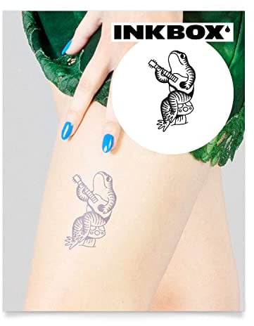 Inkbox Temporary Tattoos, Semi-Permanent Tattoo, One Premium Easy Long Lasting, Waterproof Temp Tattoo with For Now Ink - Lasts 1-2 Weeks, Peace Frog, 3 x 3 in