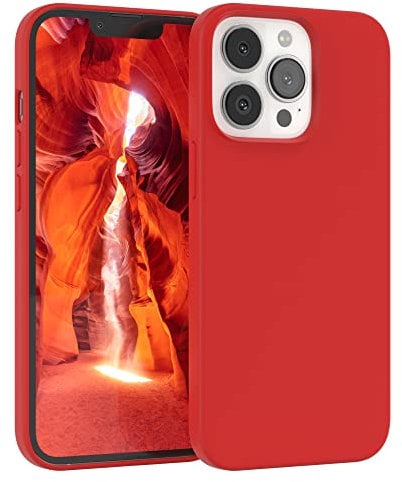 EAZY CASE Premium Silikon Handyhülle kompatibel mit iPhone 13 Pro, Slimcover mit Kameraschutz und Innenfutter, Silikonhülle, Schutzhülle, Bumper, Handy Case, Hülle, Softcase, Rot