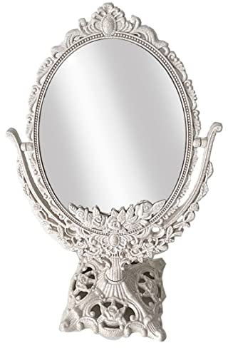 Hilai Ovaler Tischspiegel Vintage Swivel Make up Spiegel mit Ständer Antike Dekoration Für Ankleidebad Handspiegel