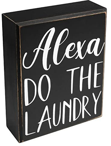 Elegant Signs Alexa Do The Laundry Box Schild – Waschküchen-Dekoration – 12,7 x 15,2 cm lustige Bauernhaus-Dekoration für Zuhause