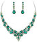 Ever Faith Wedding Bridal Crystal Teardrop Cluster Statement Necklace Dangle Earrings Jewellery Set for Women Green Silver-Tone