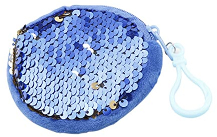 Jagowa 1 Piece Mini Sequin Coin Purse Glitter Round Hook Small Wallet Handbags for Kids Girls Women Party Gifts (Navy Blue)