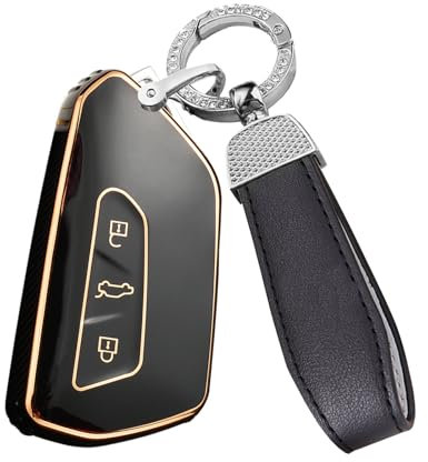 ontto Autoschlüssel Hülle Schlüsselhülle Passt für Cupra Formentor Schutzhülle Passt für VW Golf 8 R ID.3 ID.4 Skoda Octavia A8 MK4 Seat Leon Schlüsselanhänger TPU Schlüsselbox Schlüsseletui-Schwarz