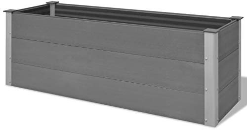 RONGQI Garten-Hochbeet, Pflanzkübel, Kräuterbeet, Hochbeete-kit, Schneckenzaun, Pflanztrog, Pflanzgefäße, Pflanzfolie Für Hochbeet,Teichbecken, WPC 150 x 50 x 54 cm Grau