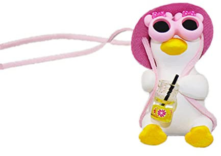 2 Stück Auto Anhänger Süße Schaukel-Ente Dekor Auto Rückspiegel Juice Ente mit Butterfly Sonnenbrille Dekoration Ornament Fliegende Ente Innenrückspiegel Spiegel Zubehör Lustige Geschenke