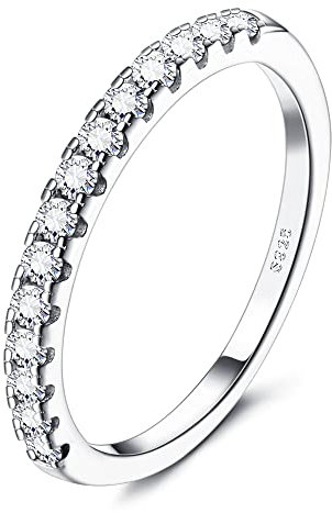 JeryWe Ringe 925 Sterling Silber für Damen Frauen Verlobungsring Eheringe Cubic Zirkonia Eternity Ring Fingerring Trauringe Vorsteckring Engagement Promise Ring Schmal 2.5MM Größe60