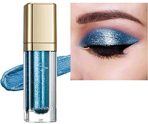 Flüssiger Lidschatten,Flüssiger Lidschatten Glitzer,Flüssiger Lidschatten Wasserfest,Liquid Eyeshadow Makeup Langlebige Shiny Glitter Wasserdicht Schimmer (Helles Seeblau)