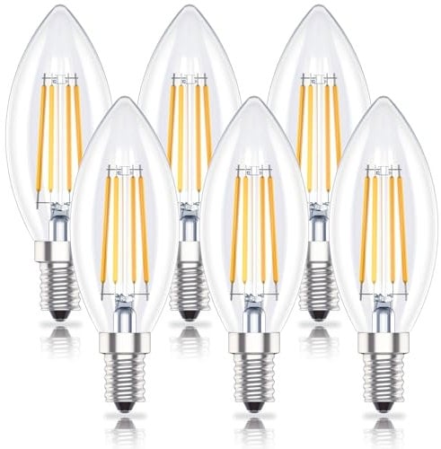 Huoqilin E14 Led Warmweiss Lampe,Kerzenform birne,Warmweiß(2700K), 4W Ersetzt 40W GlüHbirne,400lm, 6er-Pack