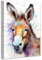 LZIMU Aquarell Esel bild auf Leinwand lustiges süßes Tierporträt Leinwandbild für Kinderzimmer Kinderzimmer Wanddekoration Gerahmt (1, 40.00x60.00cms)