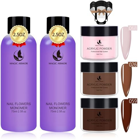 MAGIC ARMOR Kit d'Ongles Acryliques, Poudre Et Liquide Acrylique de Grande Capacité, Kit Professionnel Pour Extension d'Ongles, Pour Débutant