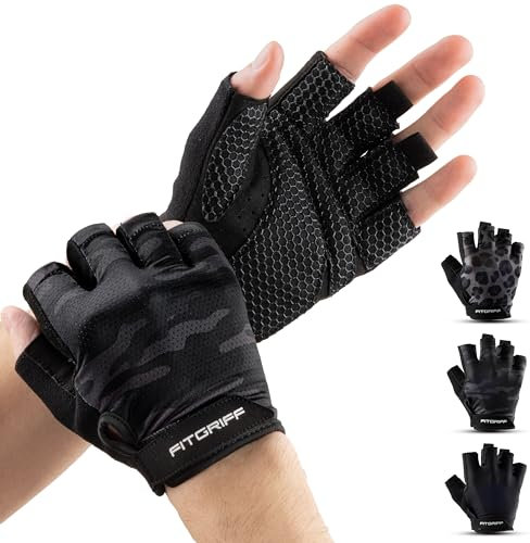 Fitgriff® Trainingshandschuhe für Damen und Herren - Fitness Handschuhe für Krafttraining, Kraftsport, Training, Gym, Workout, Lifting Gloves (Camo-Black, 6)