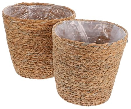VICASKY Woven Seagrass Plant Pot Cover Straw Flower Basket Small Wicker Baskets for Decor Storage Christmas Halloween