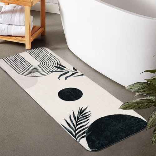 bsheuancek Boho-Badezimmerläufer, rutschfest, groß, lang, Badezimmerteppich, niedliche Badematte für Schlafzimmer, Flur, Küche, weicher Plüsch, waschbarer Duschteppich