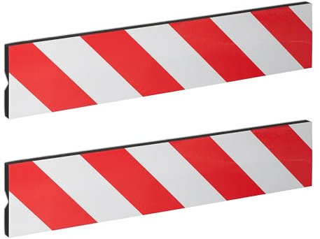 Relaxdays Garagen Wandschutz 2er Set, 50x10 cm, selbstklebend, Für Ecken, Garagentürschutz reflektierend, EVA, rot-weiß