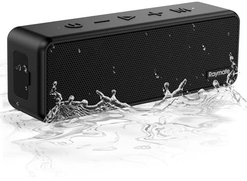 Raymate Bluetooth Lautsprecher, Kabellose Musikbox mit 20W Dual Bass, IPX7 Wasserdicht, TWS Funktion, 15 Stunden Akku Tragbarer Lautsprecher für Outdoor und Zuhause