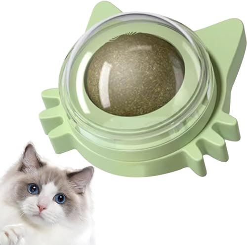 Fransande Boule D'herbee À Chat Murale pour Chats, 1 Pièce, Boules D'herbee À Chat Léchables, Balles Comestibles, Jouets pour Chats, Calme L'anxiété Et Le Stress du Chat, Jouet Dentaire pour Chat