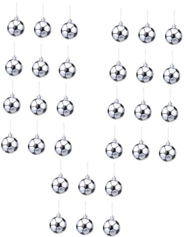 Ciieeo Dekoration 30 STK 6 cm Feiertagsparty-sportfans-enthusiasten-weihnachtsball-dekorationsanhänger-basketballball Fußball Christbaumschmuck Medaillon Schneekugel Festlich Mutter