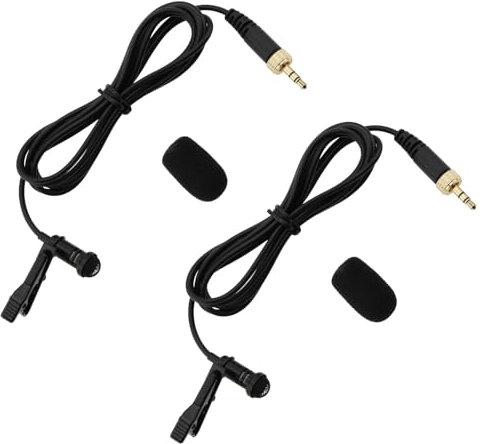 VGOL 2Pcs 3.5mm TRS Omnidirectional Lavalier Microphone Wireless Audio Microphone with Sponge Cover Compatible with Sennheiser EW100 EW300 EW500 SK100 1.5m