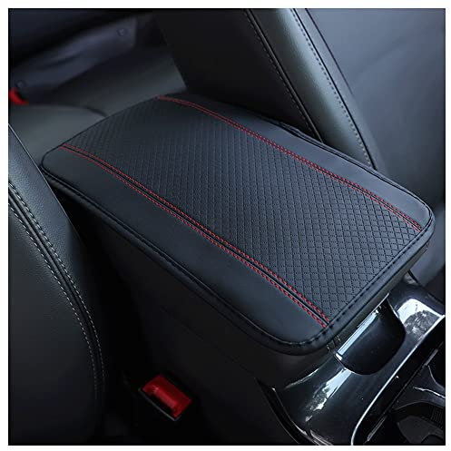 Coussin de Accoudoir Voiture Universel Four Seasons,Coussin Accoudoir en cuir en Fibre Gaufrée pour le Repose Coude,Accoudoir Central Universel Accessoire Voiture Interieur (Rouge)