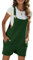Vanchenl Salopette corte estive donna casual spalline regolabili bavaglini cotone lino tuta con tasche, verde militare, S