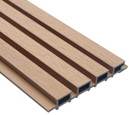 Home Deluxe - WPC Fassadenverkleidung DUVAR - Farbe: Teak, Größe: 2 m² ca. 190 x 21,9 x 2,6 cm, inkl.Montagematerial I Fassadenpaneele Fassadenprofile Hausverkleidung