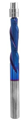 Bestgle 1/4 Shank Up Down Cut 2 Flutes Compression Spiral Flush Trim Router Bit with Nano Blue Coated Bearing Guided Woodworking Milling Cutters End Mill