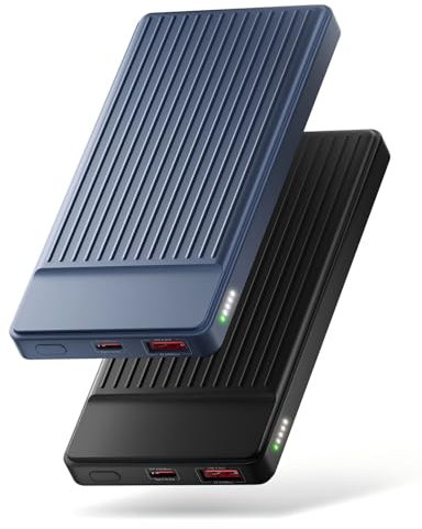 22,5W Powerbank 10000mAh 2 Stück Power bank Ricarica Rapida PD3.0 QC4.0, USB-C Ingressi e Uscite Caricatore Portatile Compatibile con iPhone 15 14 13 Pro Max Samsung S23 S22 Huawei Xiaomi-Nero
