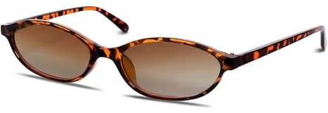 GUVIVI Lunettes de soleil ovales rétro pour femme, élégantes, œil de chat, années 90, légères, étroites, modernes, protection UV, Cadre tortue, verres marron dégradé, S