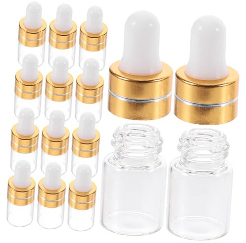 FRCOLOR 2ml 50Pcs Small Glass Dropper Bottles Refillable Bottles Glass Eye Droppers for Essential Oil Toner Liquid Subpackaging