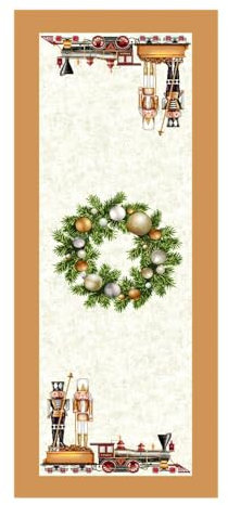 IL MAGGIOLINO | Dekorativer Weihnachten Tischläufer 100x40 cm, Lokomotiv-Fantasie in Gobelin-Stoff, Made in Italy