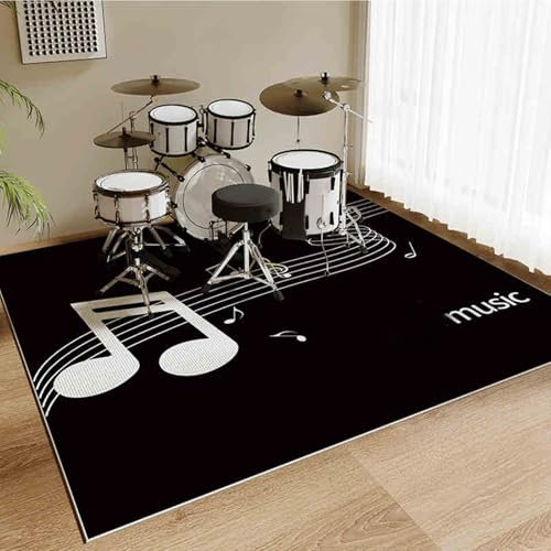 200 x 160 cm Schlagzeugteppich rutschfest Drum Rug Schalldicht Matte Innen Außen Trommel Teppich Schallschutzmatte Elektronisches Jazz Schlagzeug Kit für Bass Snare Drum Schallschutz Akustik Teppich
