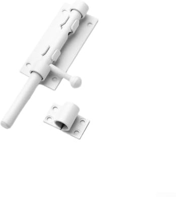 Pestillo de bloqueo de puerta, perno de acero inoxidable 304 con agujero de bloqueo, perno de acero inoxidable grueso, para puertas de cobertizo, puertas, puertas de exterior (blanco)