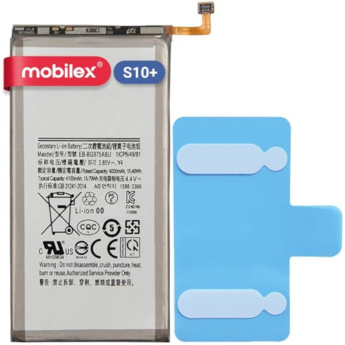 MOBILEX® Batteria interna per Samsung Galaxy S10+ Plus (EB-BG975ABU) Ricambio | 4100mAh - OEM | Capacità originale