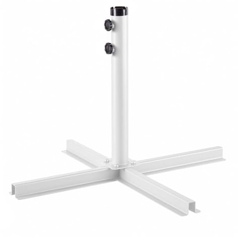 LOLAhome Base pie de Parasol | De 90x90x55cm con Tubo de Acero | para parasoles de Tubo máximo de Ø 48 mm | Pintura Resina epoxi Anticorrosión | para Exterior, jardín (Blanco)